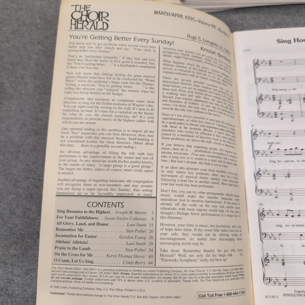 Lot of 17 The Choir Herald March April 1995 Choral Music Magazine Lorenz - Picture 2 of 2